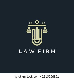 QW initial monogram logo for lawfirm with scale vector design