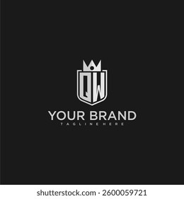 QW initial monogram shield and crown vector image