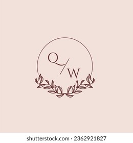 QW initial monogram wedding with creative circle line