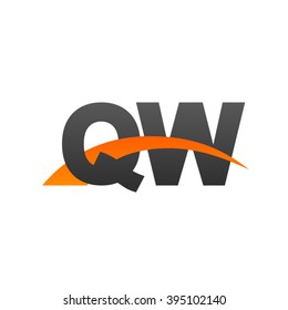 QW initial overlapping swoosh letter logo black orange