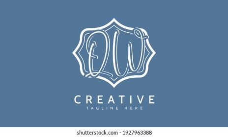 Iniciales QW, vector de logotipo de escritura a mano