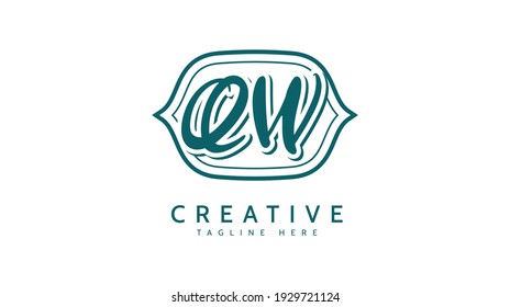 QW Initials, handwriting logo vector