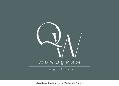 QW Initials Stylized Monogram Design Featuring Intertwined. Artistic representation of monogram initials creatively arranged and displayed.