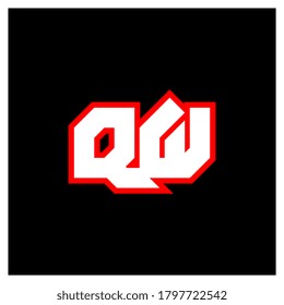 QW logo design, initial QW letter design with sci-fi style. QW logo for game, esport, Technology, Digital, Community or Business. Q W sport modern Italic alphabet font. Typography urban style fonts.