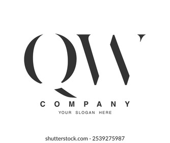 QW logo design. Initial letter q and w serif font style. Creative classic company name typography. Trendy logotype or identity. Vector illustration.