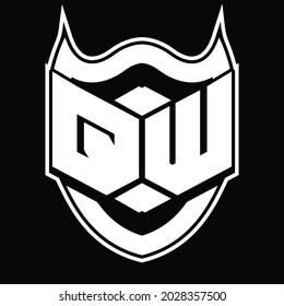 QW Logo monogram design isolated with shield shape design