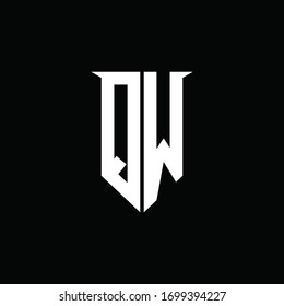 QW logo monogram with emblem shield style design template