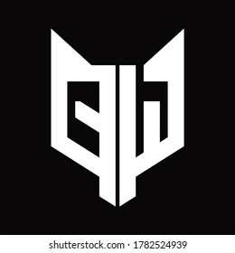 Monograma del logotipo QW con plantilla de diseño de forma de cabeza de zorro