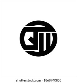 QW Logo monogram with rounded line swipe design template on white background