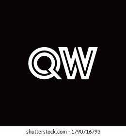 QW monogram logo with abstract line design template