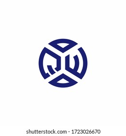 QW monogram logo with abstract shapes in modern style design template