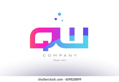 qw q w  creative pink purple blue modern dots creative alphabet gradient company letter logo design vector icon template