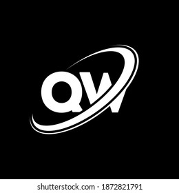 QW Q W letter logo design. Initial letter QW linked circle uppercase monogram logo red and blue. QW logo, Q W design. qw, q w