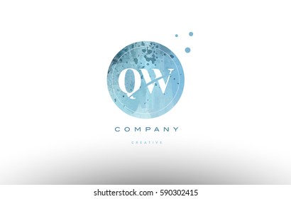 qw q w  watercolor grunge vintage alphabet company letter combination logo circle design vector icon template 