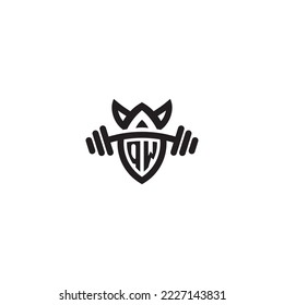 QW simple line fitness gym concept in high quality professional design that will print well across any print media