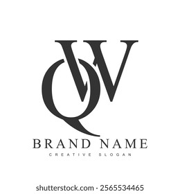 QW trendy logotype template. Initial letter q and w classic font style. Creative logo for company name or identity. Vector illustration.