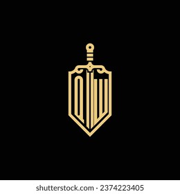 QW vintage shield y logo inicial de la espada en un diseño profesional de alta calidad que se imprimirá en cualquier medio impreso