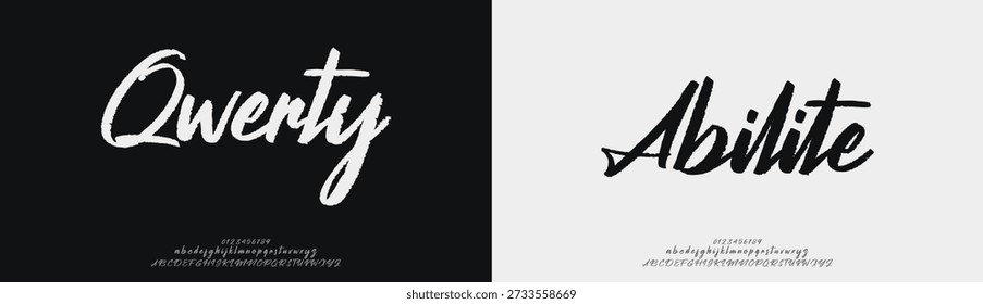 Qwerty Abilite, Script minimal luxury font alphabet logo. Typography beauty fashion elegant minimalist serif italic fonts decorative wedding vintage retro logos. vector illustration

