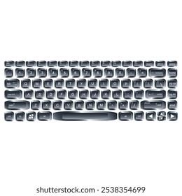 Botão QWERTY no laptop. Vetor. Teclado com um design simples que pode ser editado.