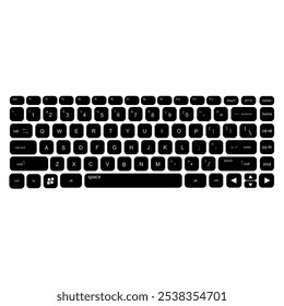 Botão QWERTY no laptop. Vetor. Teclado com um design simples que pode ser editado.