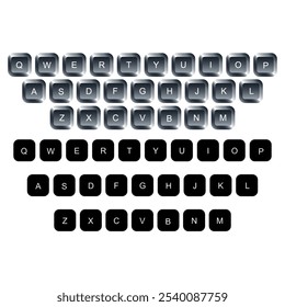 Botão QWERTY no laptop. Vetor. Um teclado alfabético com um design simples que pode ser editado.