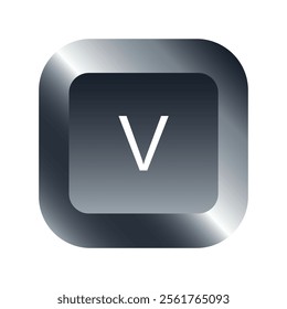 QWERTY button on laptop. Vector. V-letter keyboard with a simple editable design.