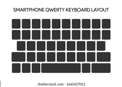 Qwerty Keyboard layout of smartphone editable vector template illustration black silhouette eps 10