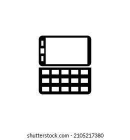 Qwerty Mobile Phone, Slider PDA Communicator. Flat Vector Icon illustration. Simple black symbol on white background. Qwerty Mobile Phone Slider PDA sign design template for web and mobile UI element.