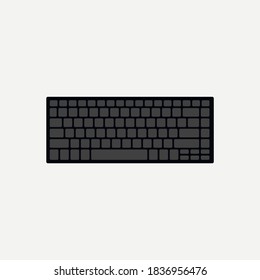 Claves de teclado estándar Qwerty aisladas en fondo blanco. Plantilla para su diseño. Ilustración vectorial.