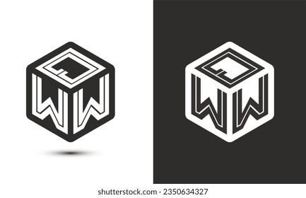 QWW letter logo design with illustrator cube logo, vector logo modern alphabet font overlap style. Premium Business logo icon. White color on black background