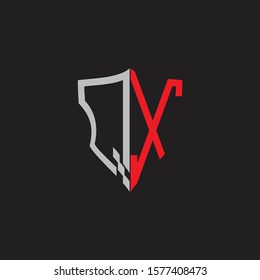 QX Abstract logo monogram with shield elements isolated on black background