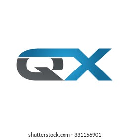 QX company linked letter logo blue