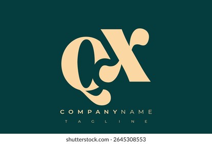 QX Creative Abstract Typography Logo Design. Elegant logo combining bold typography and creative shapes, ideal for branding and identity solutions.