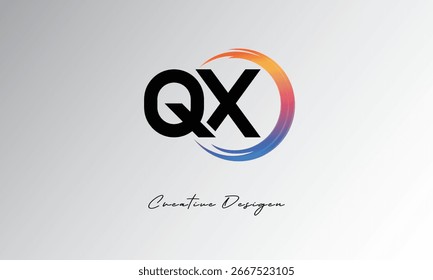 Logotipo de letra creativa QX con círculo de degradado
