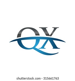 QX initial company blue swoosh logo