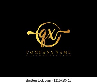 QX initial handwriting logo circle template vector