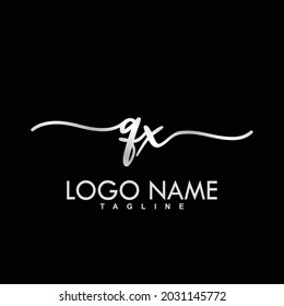 QX Initial Handwriting Logo Design Vector