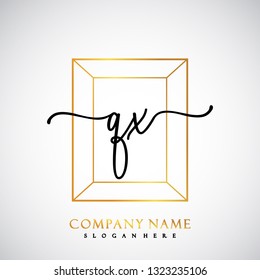 QX Initial Handwriting logo template vector