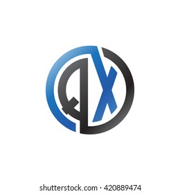 QX initial letters looping linked circle logo blue black