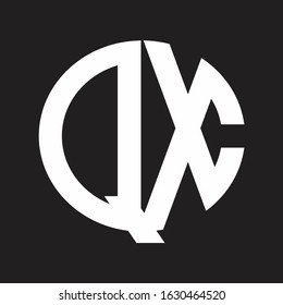 QX Initial Logo design Monogram Isolated on black and white