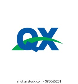 QX initial overlapping swoosh letter logo blue green