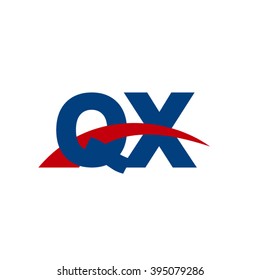 QX initial overlapping swoosh letter logo blue red