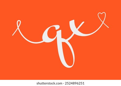 QX initial wedding monogram calligraphy vector illustration. Hand drawn lettering q and x love logo design for valentines day poster, greeting card, photo album, banner print or tattoo.