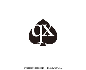 The qx initials logo inside the black shovel