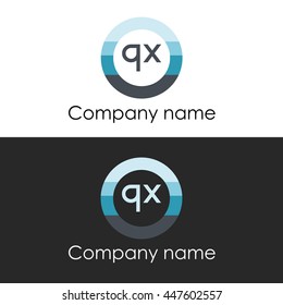 QX letter circle shape icon logo white blue