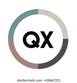 QX letters, four colors in abstract background logo, design identity in circle, alphabet letter