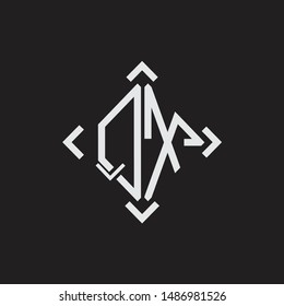 QX Logo Abstract letter Monogram with Arrow in every side isolated on black background