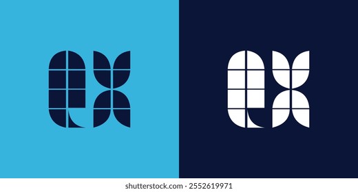 Design do logotipo QX com forma de ladrilho. Design de ilustração vetorial minimalista e moderno adequado para negócios ou marca
