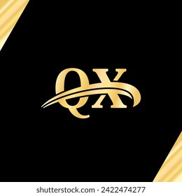 QX Logo Letters monogram creative Symbol Golden typography vector of business initial name luxury Logotype