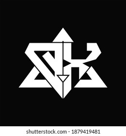 QX Logo monogram isolated with triangle shape design template on black background